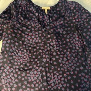 Rebecca Taylor black and Purple Floral Blouse